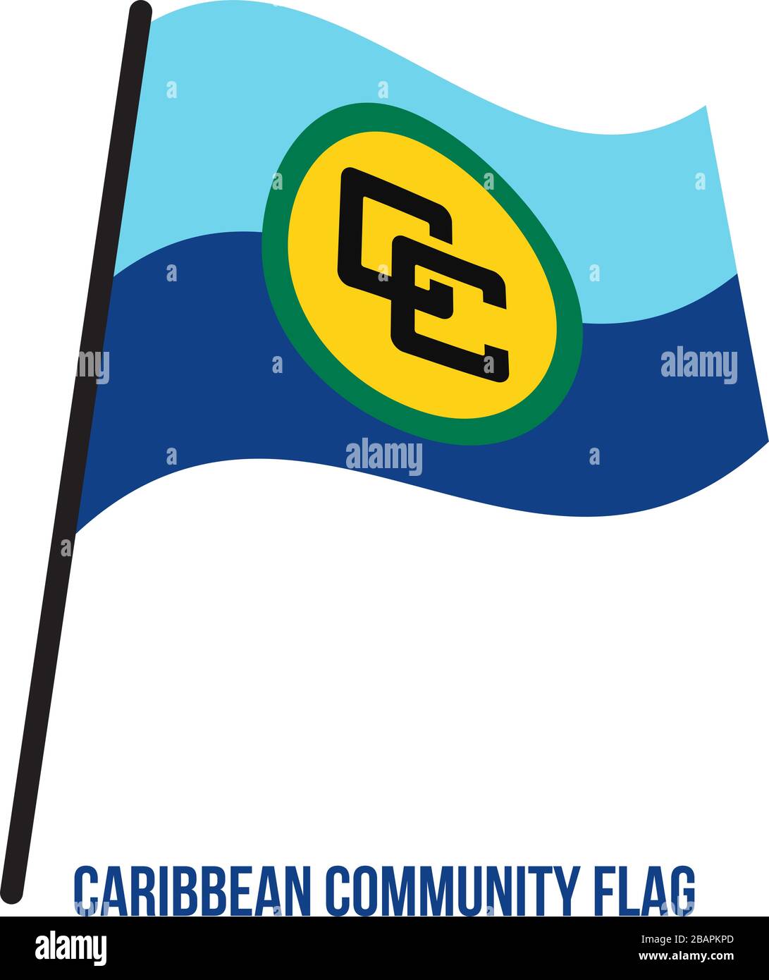 De brandir le drapeau de la Communauté des Caraïbes Vector Illustration sur fond blanc. Drapeau de la CARICOM. Illustration de Vecteur