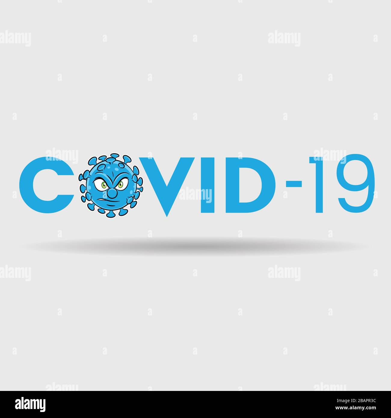 Illustration d'Angry Coronavirus sur Blue Covid-19 texte Illustration de Vecteur