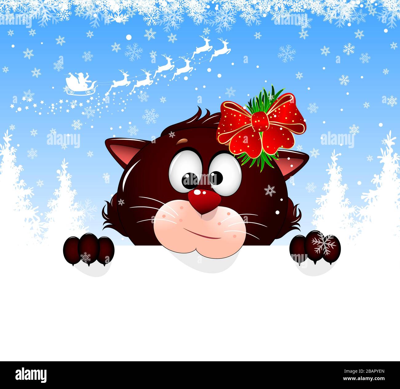 Chat De Dessin Anime Sur Un Fond D Hiver Avec Flocons De Neige Gros Plan Feline Chat De Dessin Anime Sur Un Fond D Hiver Avec Flocons De Neige Gros Plan Feline