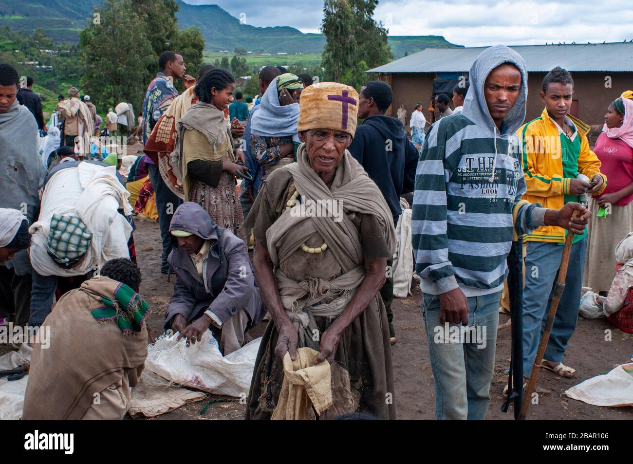 Marché du samedi à Lalibela, région d'Amhara, dans le nord de l'Ethiopie Banque D'Images