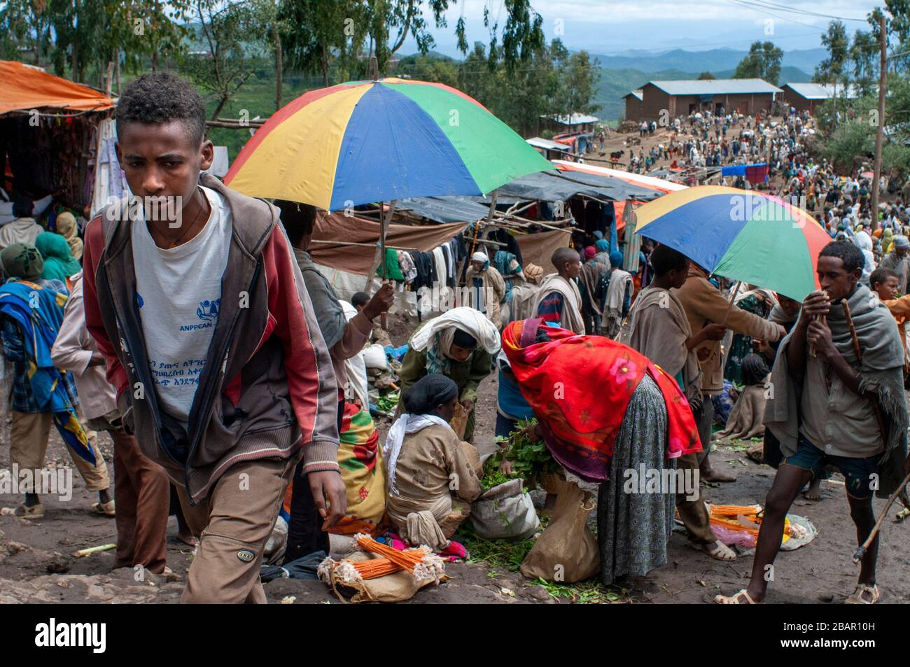 Marché du samedi à Lalibela, région d'Amhara, dans le nord de l'Ethiopie Banque D'Images