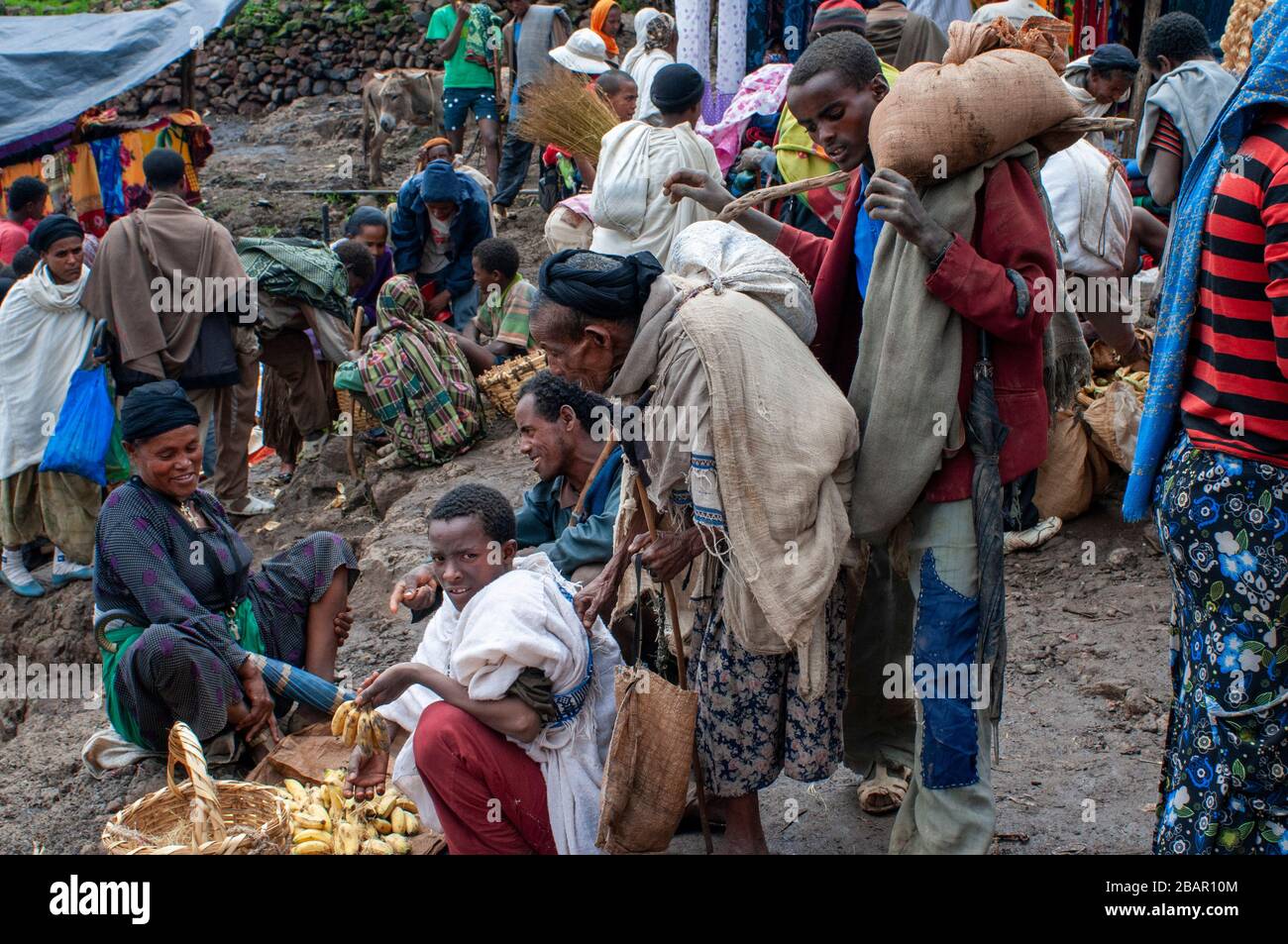 Marché du samedi à Lalibela, région d'Amhara, dans le nord de l'Ethiopie Banque D'Images