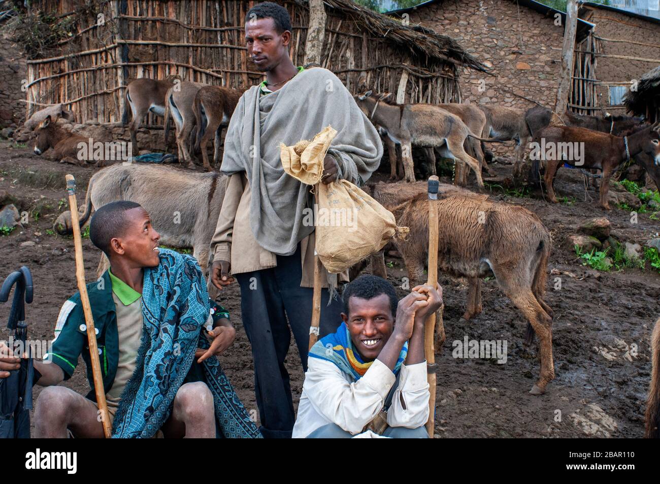 Marché du samedi à Lalibela, région d'Amhara, dans le nord de l'Ethiopie Banque D'Images