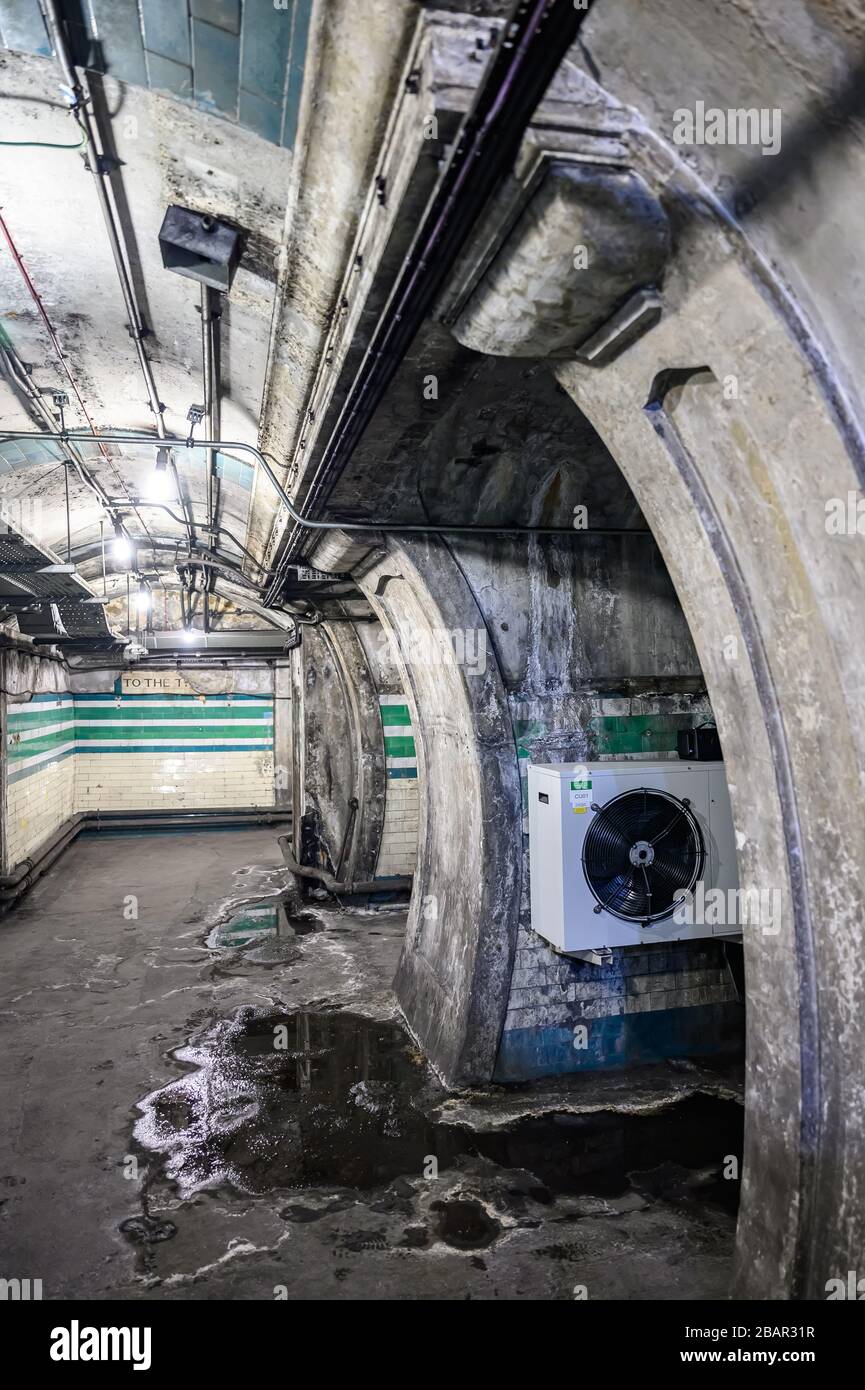 Métro Piccadilly Circus, tunnels désutilisés Banque D'Images