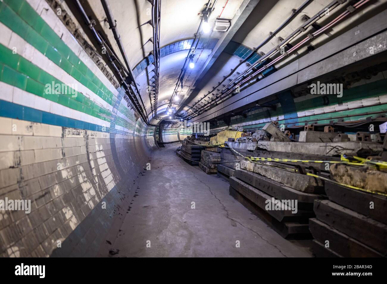 Métro Piccadilly Circus, tunnels désutilisés Banque D'Images