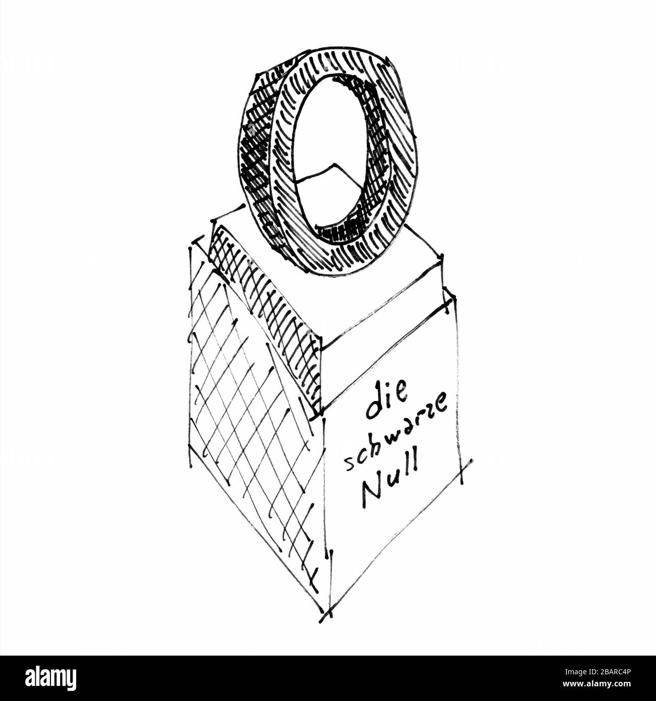 Die schwarze nul (littéralement le zéro noir), ce qui signifie un budget équilibré en allemand Banque D'Images