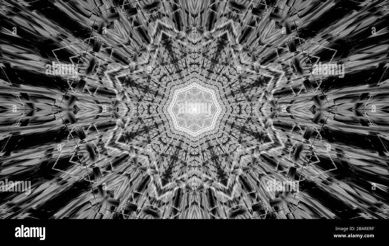 Arrière-plan futuriste monochrome avec des motifs abstraits de lumière au néon - idéal pour un fond cosmique Banque D'Images