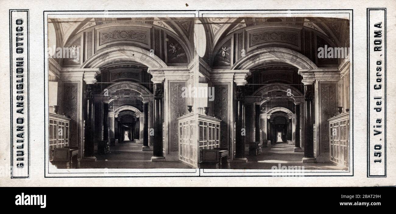 Corridor du Vatican, Rome, par Giuliano Ansiglioni, vers 1858 Banque D'Images