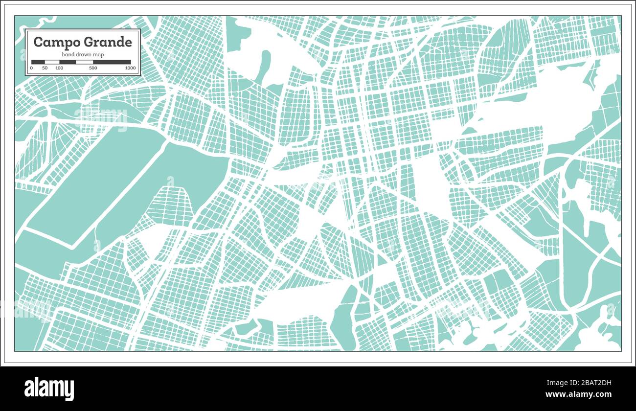 Campo Grande Brésil carte de la ville en style rétro. Carte des contours. Illustration vectorielle. Illustration de Vecteur