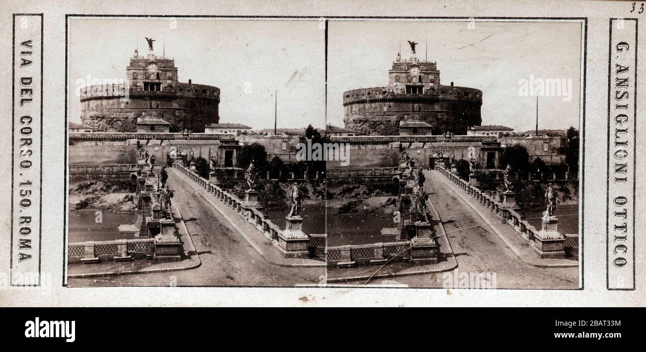 Castel Sant'Angelo, Rome, par Giuliano Ansiglioni, vers 1858 Banque D'Images
