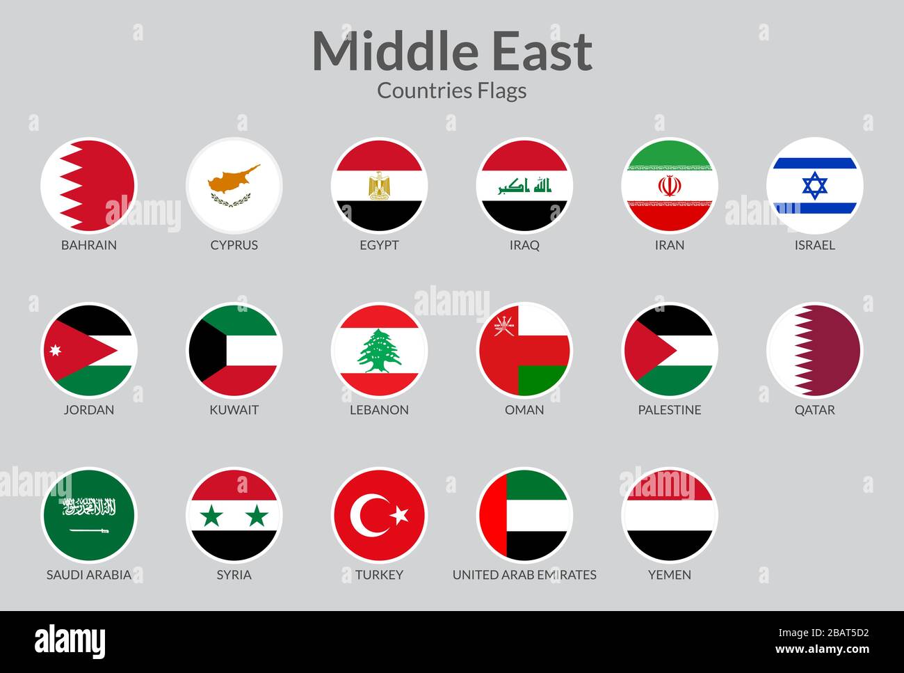 Collection d'icônes de drapeau des pays du Moyen-Orient Illustration de Vecteur