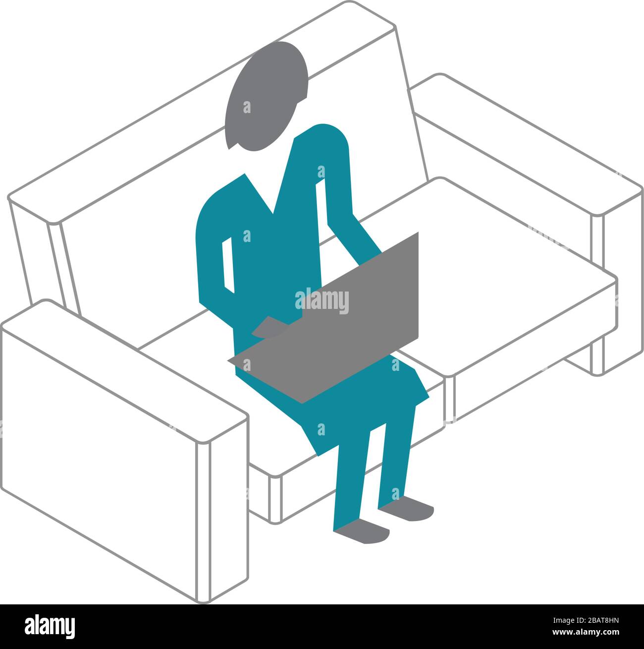 Femme d'affaires vectorielle en 3 dimensions assise sur le canapé Illustration de Vecteur