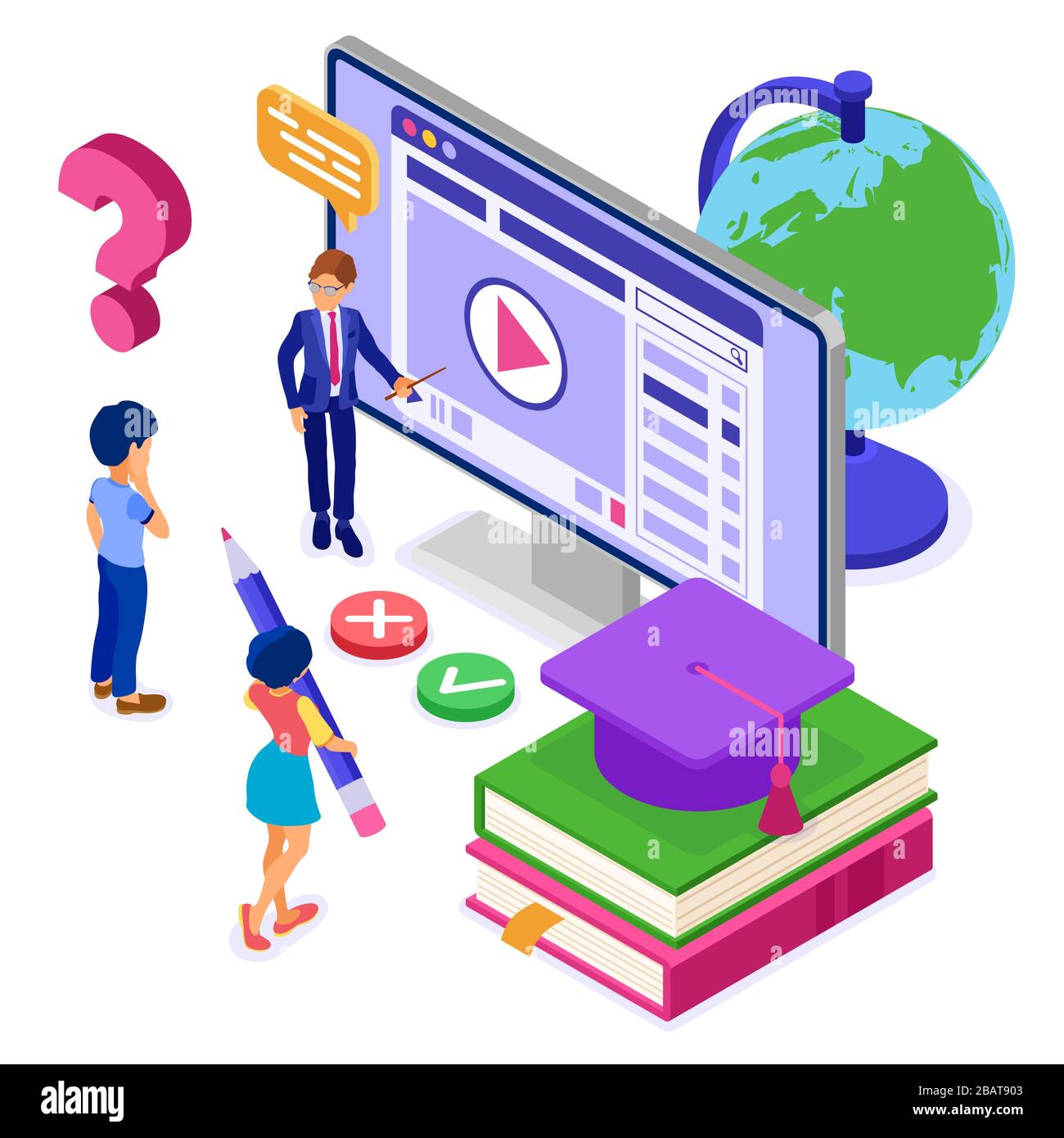 Enseignement à distance en ligne de la maison Illustration de Vecteur