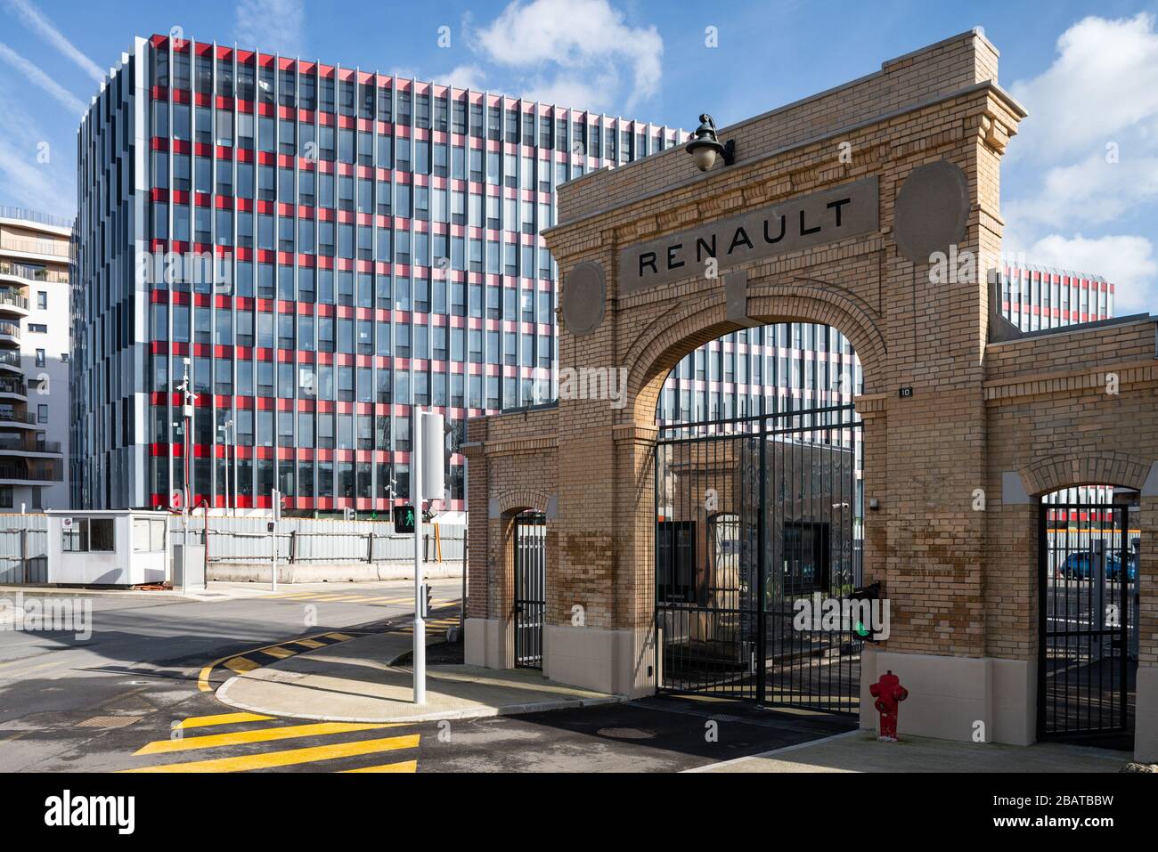 Boulogne Billancourt. Ancien mur d'usine Renault Banque D'Images