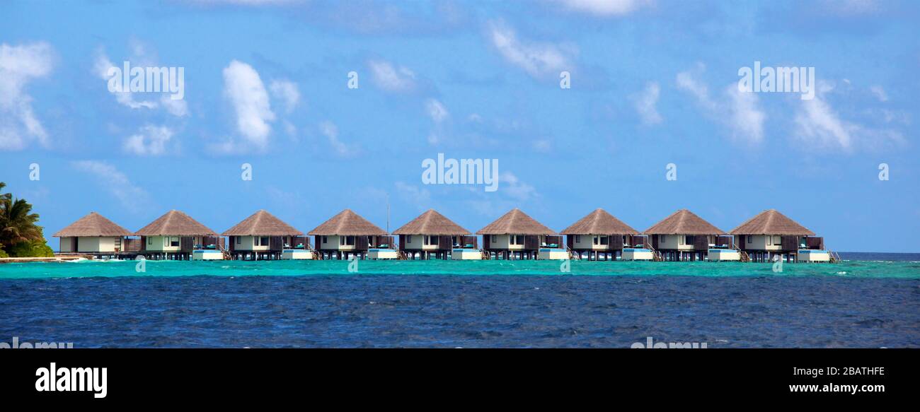 Water villas Resort South Malé Atoll Maldives Banque D'Images