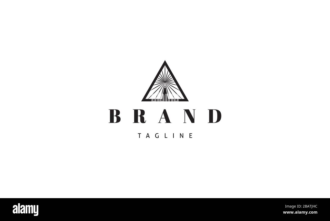 Logo vectoriel sur lequel une image abstraite d'un phare dans un triangle. Illustration de Vecteur