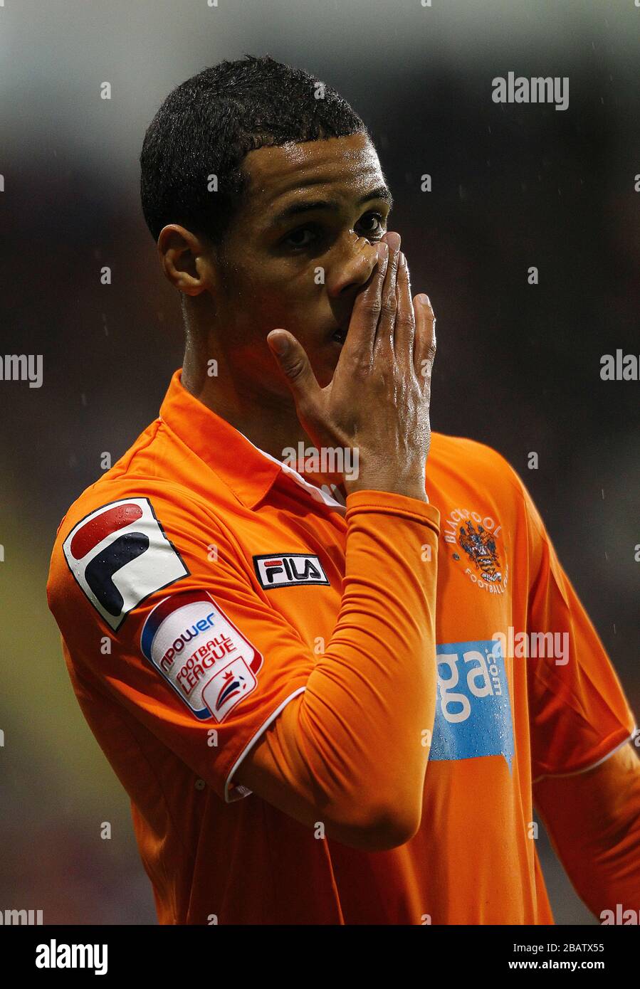 Tom Ince de Blackpool semble déjecté pendant le match contre la ville de Huddersfield Banque D'Images