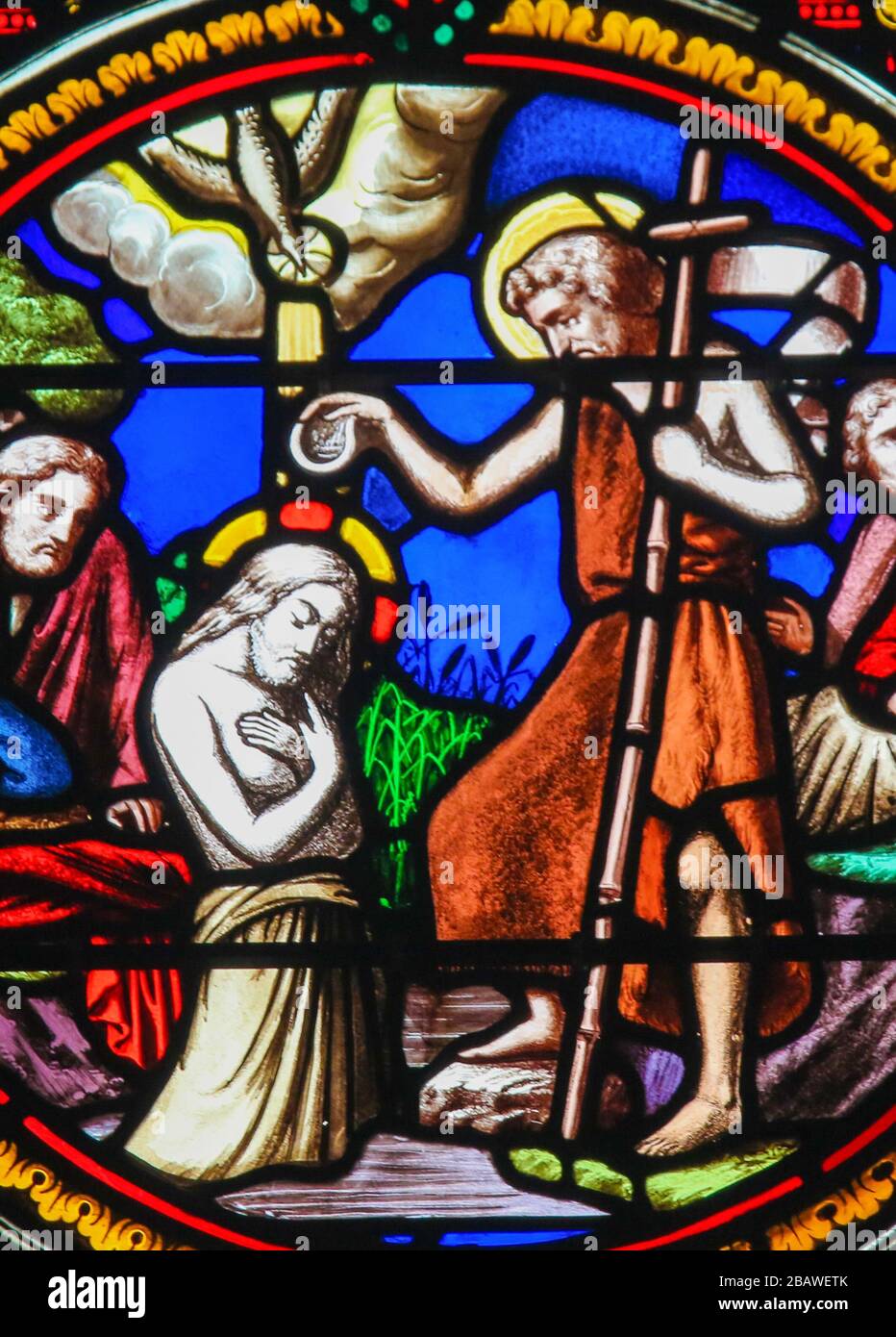 Saint-adresse, France - 15 août 2019 : vitrail dans la Chapelle de notre-Dame-des-flots (1857) à Sainte adresse, le Havre, France, représentant le Banque D'Images