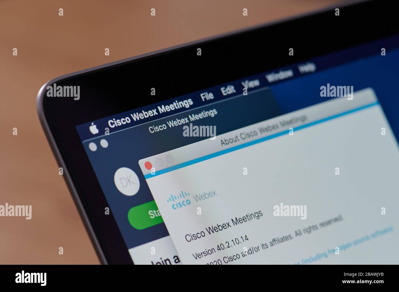 New-York , États-Unis - 29 mars 2020: Réunion Cisco webex sur le programme en vue rapprochée de l'écran de l'ordinateur Banque D'Images