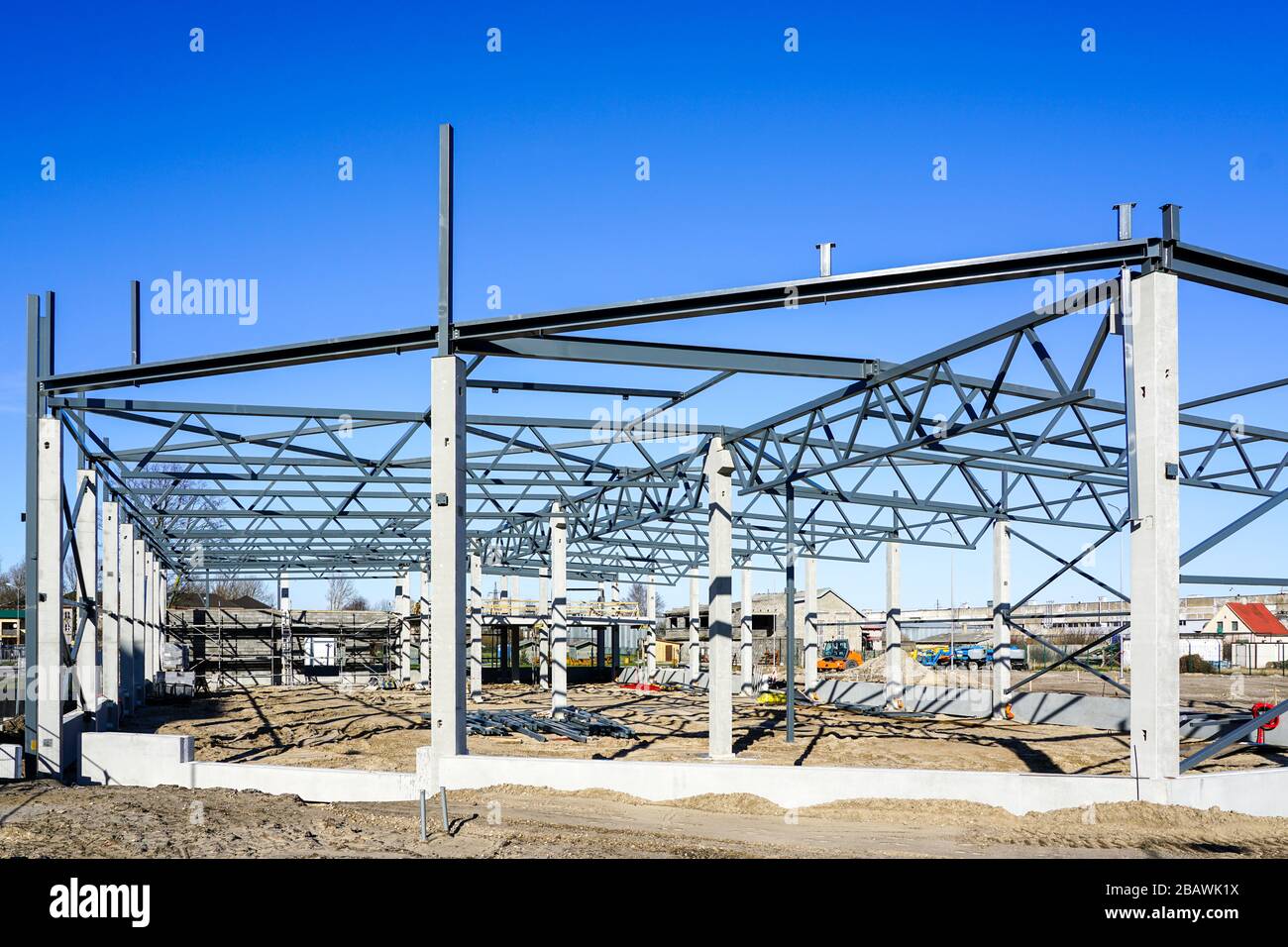 Le cadre en acier d'un bâtiment en construction Banque D'Images