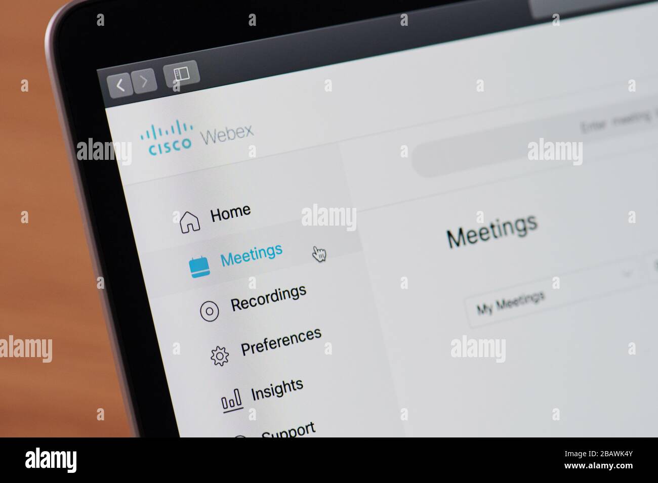 New-York , États-Unis - 29 mars 2020 : menu de réunion Cisco webex sur l'écran de l'ordinateur en vue rapprochée Banque D'Images