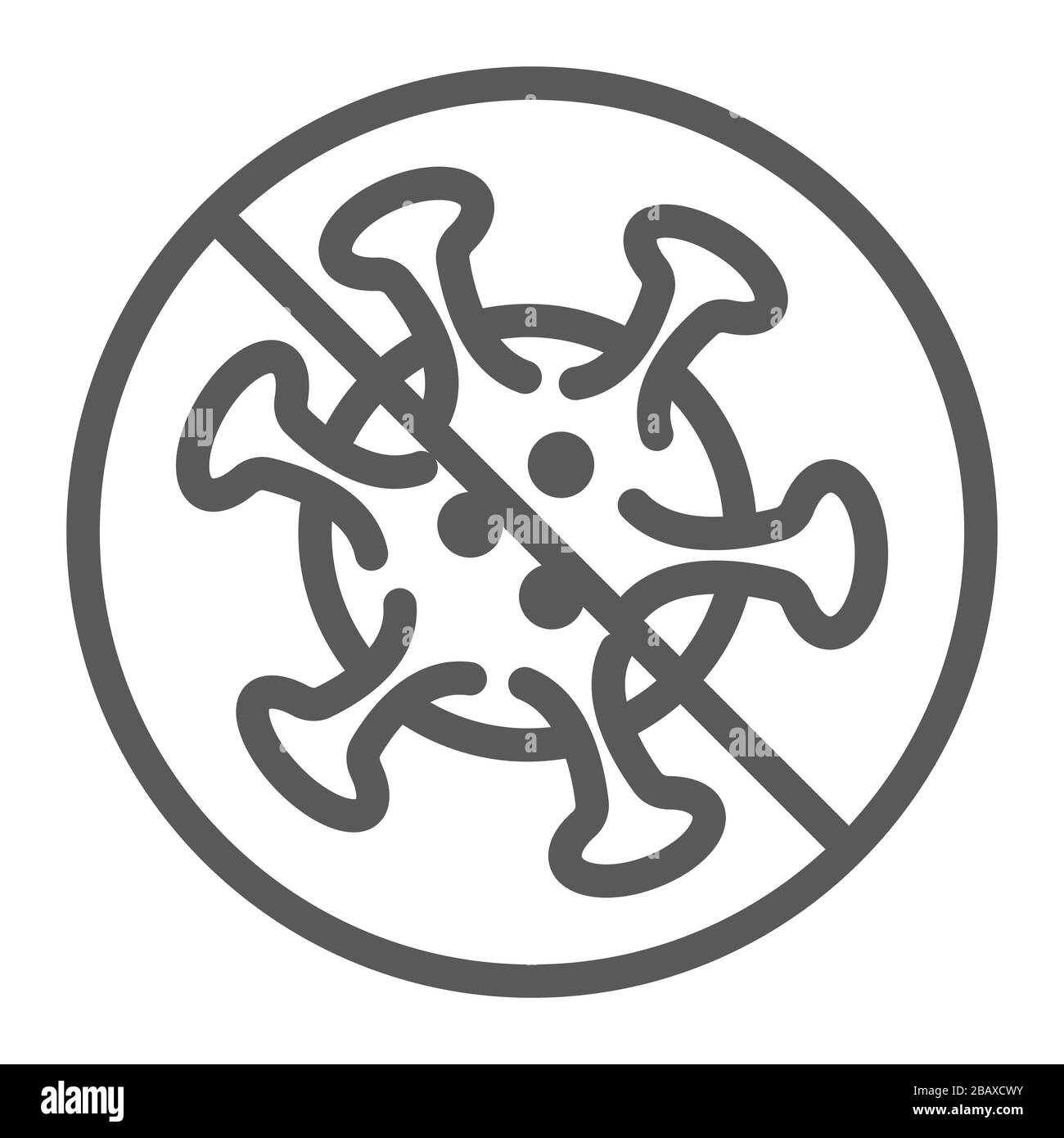 Le coronavirus interdit l'icône de ligne de signe, virus et dangereux, stop coronavirus signe, graphiques vectoriels, un motif linéaire sur un fond blanc, eps 10. Illustration de Vecteur