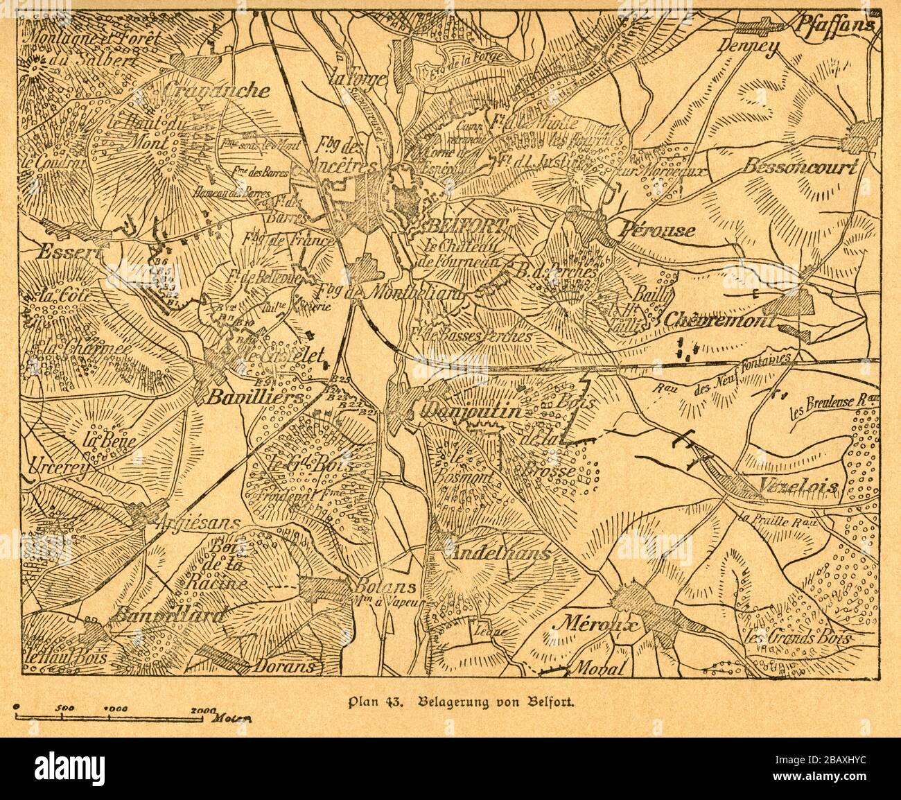 Europa, Deutschland, Frankreich, Deutsch-Französischer Krieg, Plan der Belagerung von Belford, Motiv aus : ' Der Krieg zwischen Frankreich und Deutschland in den Jahren 1870-1871 ' , von J. Scheibert, Verlag von W. Pauli's Nachfolger ( H. Jerosch ) , Berlin, 1895 . / Europe, Allemagne, France, guerre franco-prussienne, plan du siège de Belfort, image de : ' Der Krieg zwischen Frankreich und Deutschland in den Jahren 1870-1871 ' ( la guerre entre la France et l'Allemagne 1870-1871 ) , par J. Scheibert , maison d'édition W. Pauli successeurs ( H. Jerosch ) , Berlin, 1895 . Banque D'Images