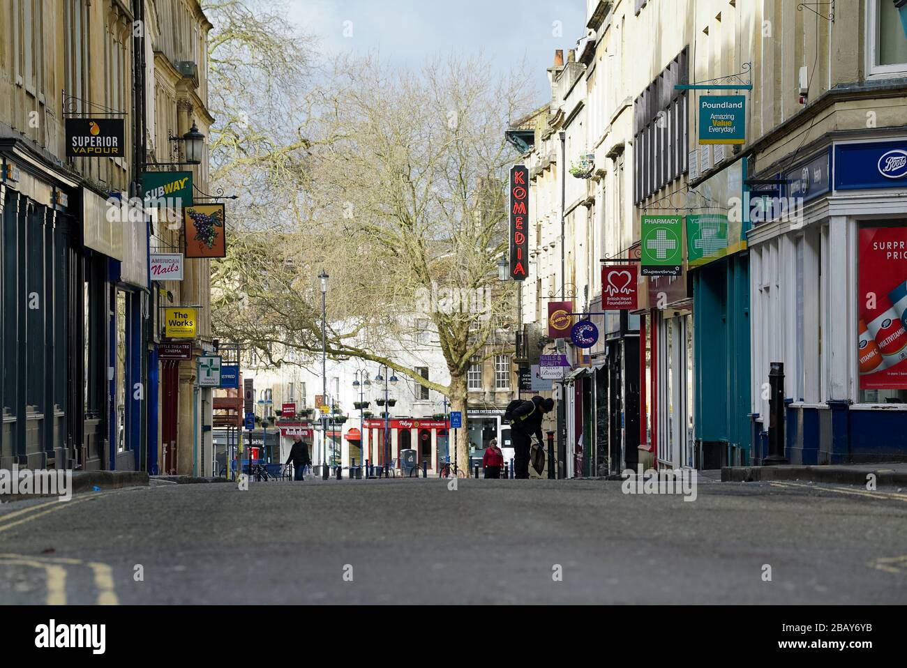 Rues vides à Bath pendant la pandémie de COVID-19 Banque D'Images