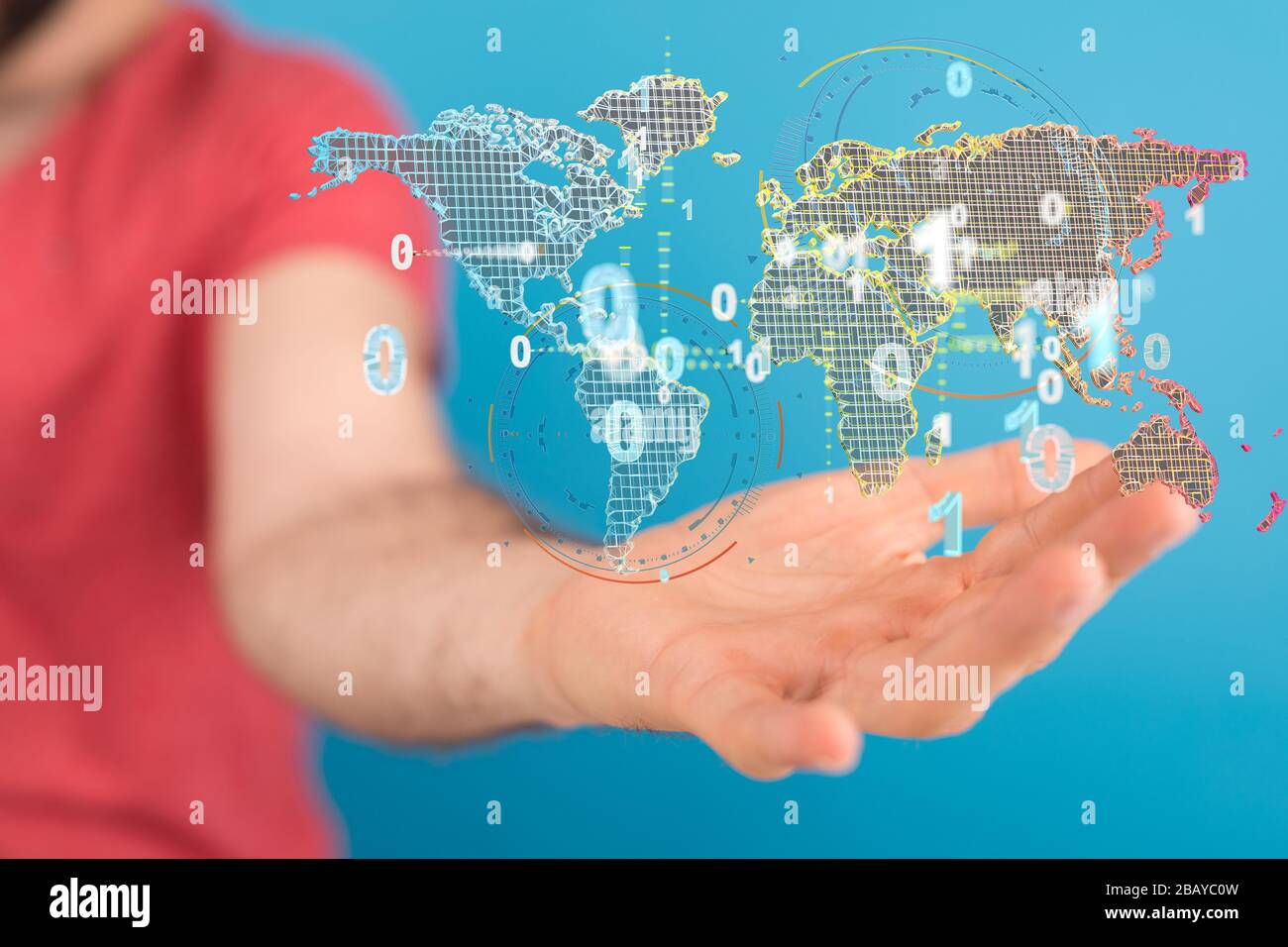 Une connexion réseau globale. Composition de points et de lignes de la carte du monde Banque D'Images