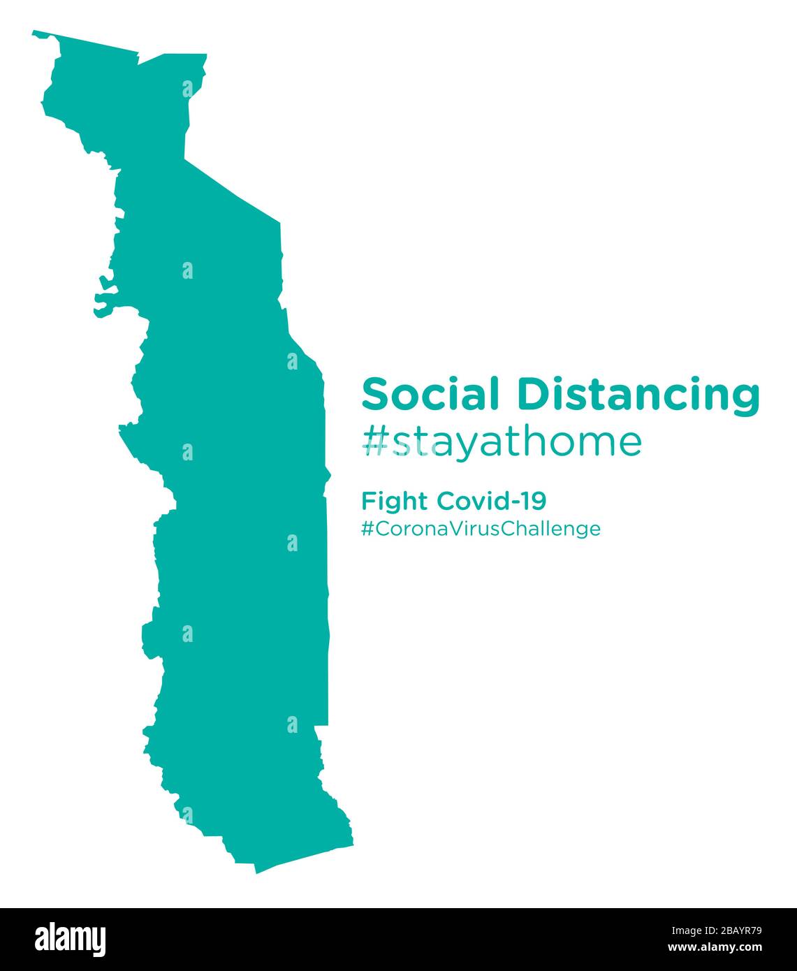 Togo carte avec social Distancing stayathome tag Illustration de Vecteur