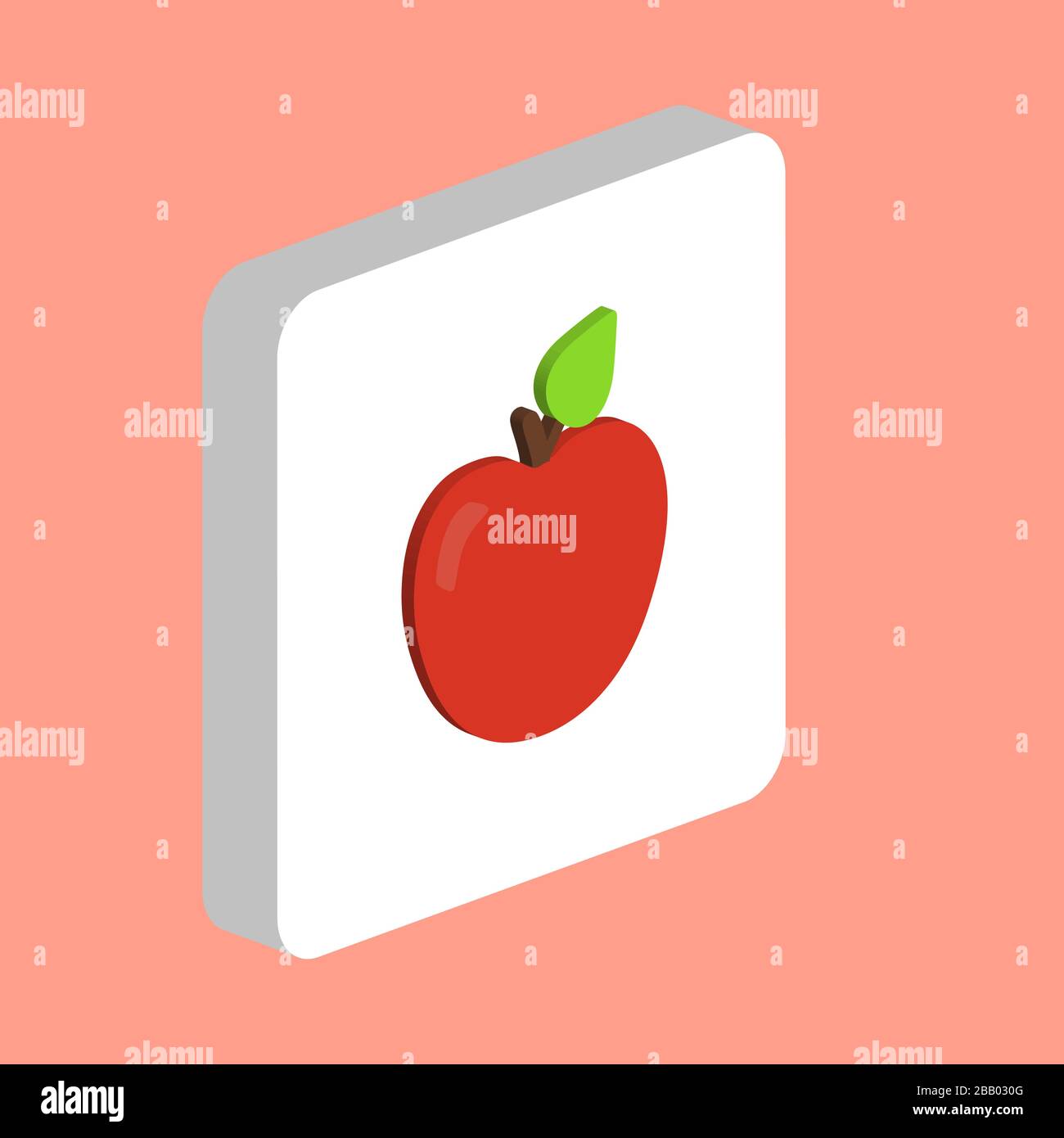 Icône vecteur simple de fruits d'Apple. Modèle de conception de symbole d'illustration pour l'élément d'interface utilisateur Web mobile. Pictogramme isométrique couleur parfaite sur carré blanc tridimensionnel. A Illustration de Vecteur