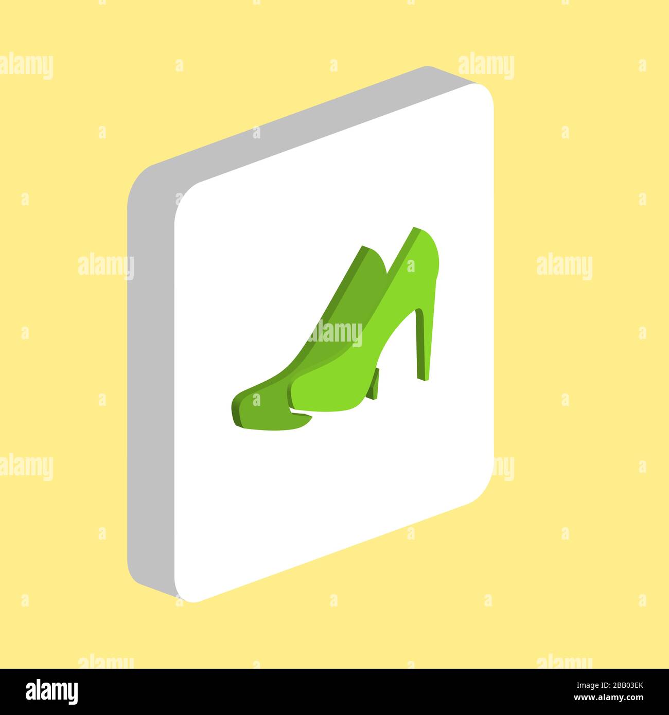 Femmes Chaussures simple vecteur icône. Modèle de conception de symbole d'illustration pour l'élément d'interface utilisateur Web mobile. Pictogramme isométrique couleur parfaite sur carré blanc tridimensionnel. W Illustration de Vecteur
