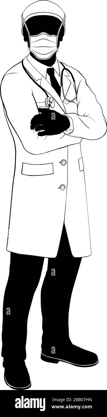 Masque médical Silhouette Healthcare dans EPI Illustration de Vecteur