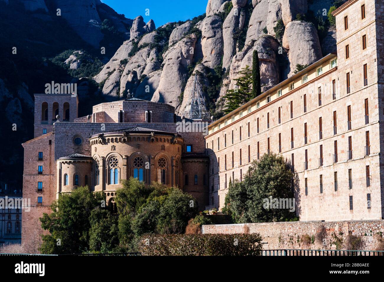 Montagne et basilique de Montserrat, Barcelone, Catalogne, Espagne. Banque D'Images