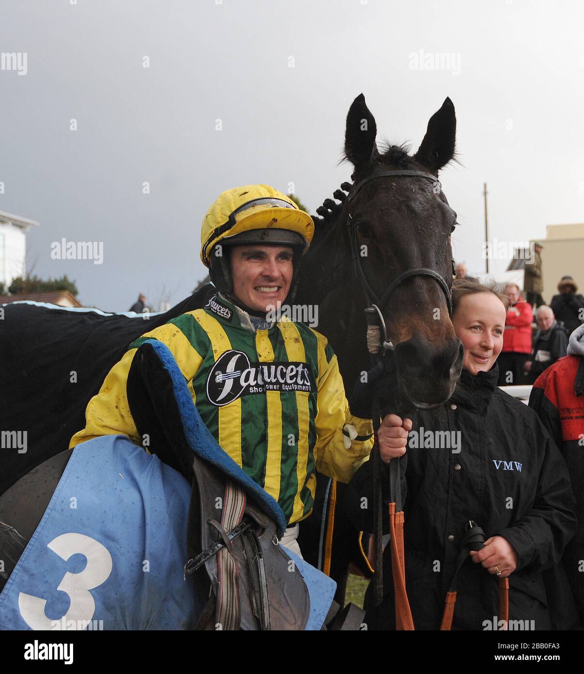 PEPITE Rose et jockey Liam Treadwell après avoir remporté le William Hill Castleford handicap Steeple Chase au deuxième jour du festival d'hiver de William Hill Yorkshire 2013, à l'hippodrome de Wetherby. Banque D'Images