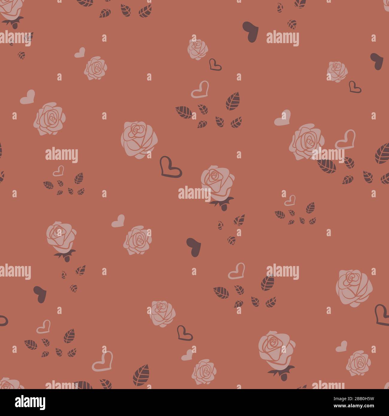 fleurs roses et coeurs sans couture motif vectoriel Illustration de Vecteur