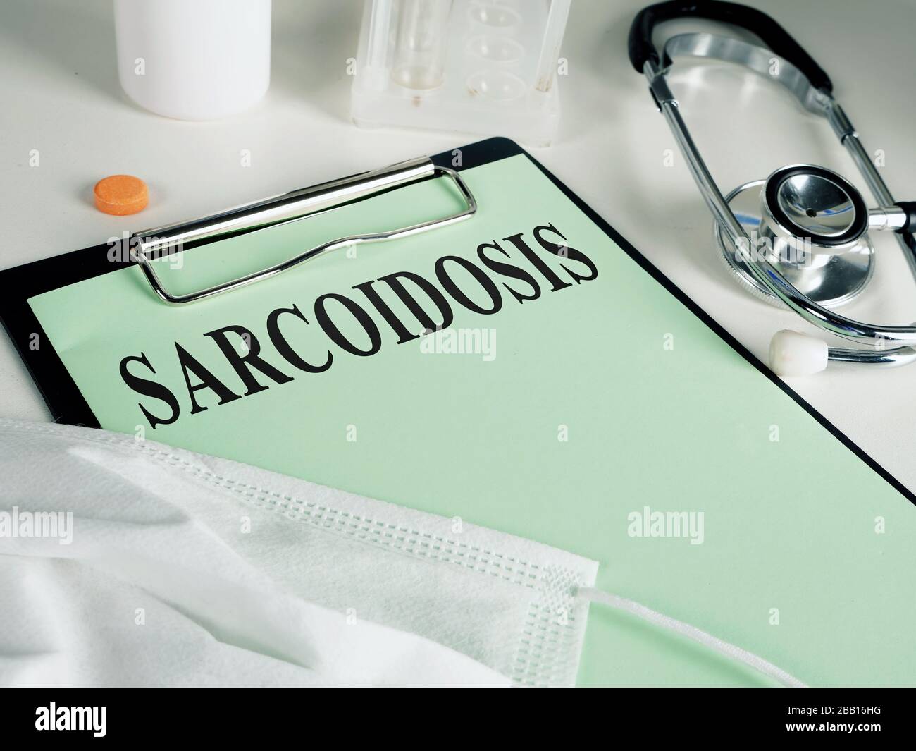 Formulaire de diagnostic de la maladie de sarcoïdose dans la clinique. Banque D'Images