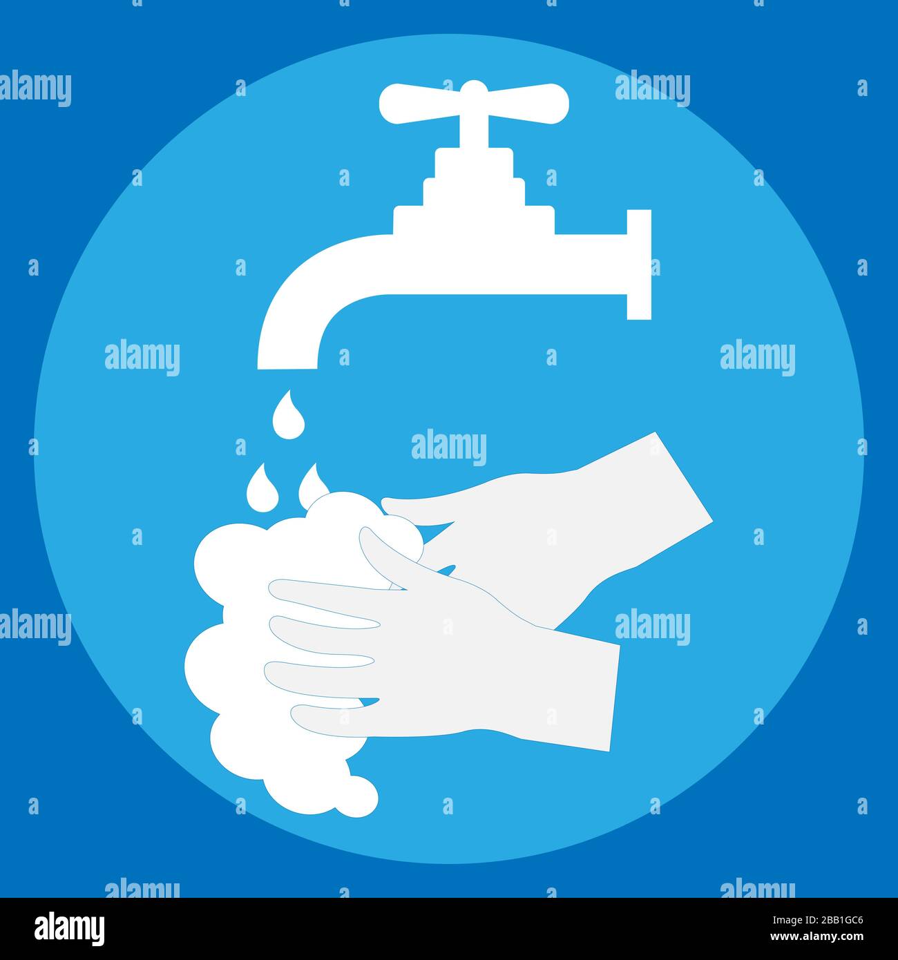 Laver les mains avec du savon sous le robinet d'eau Illustration de Vecteur