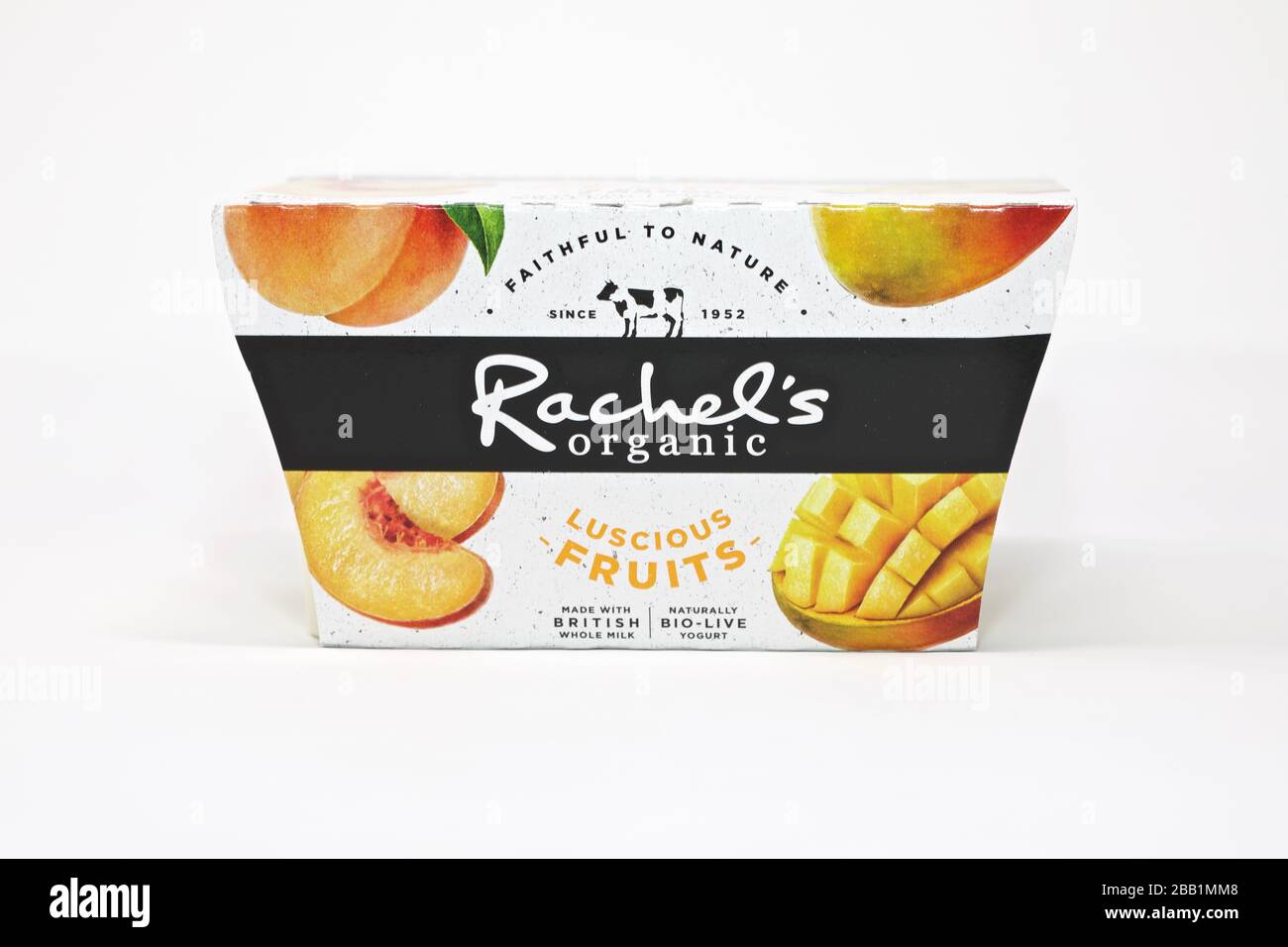 Les yaourts aux fruits biologiques de Rachel Banque D'Images