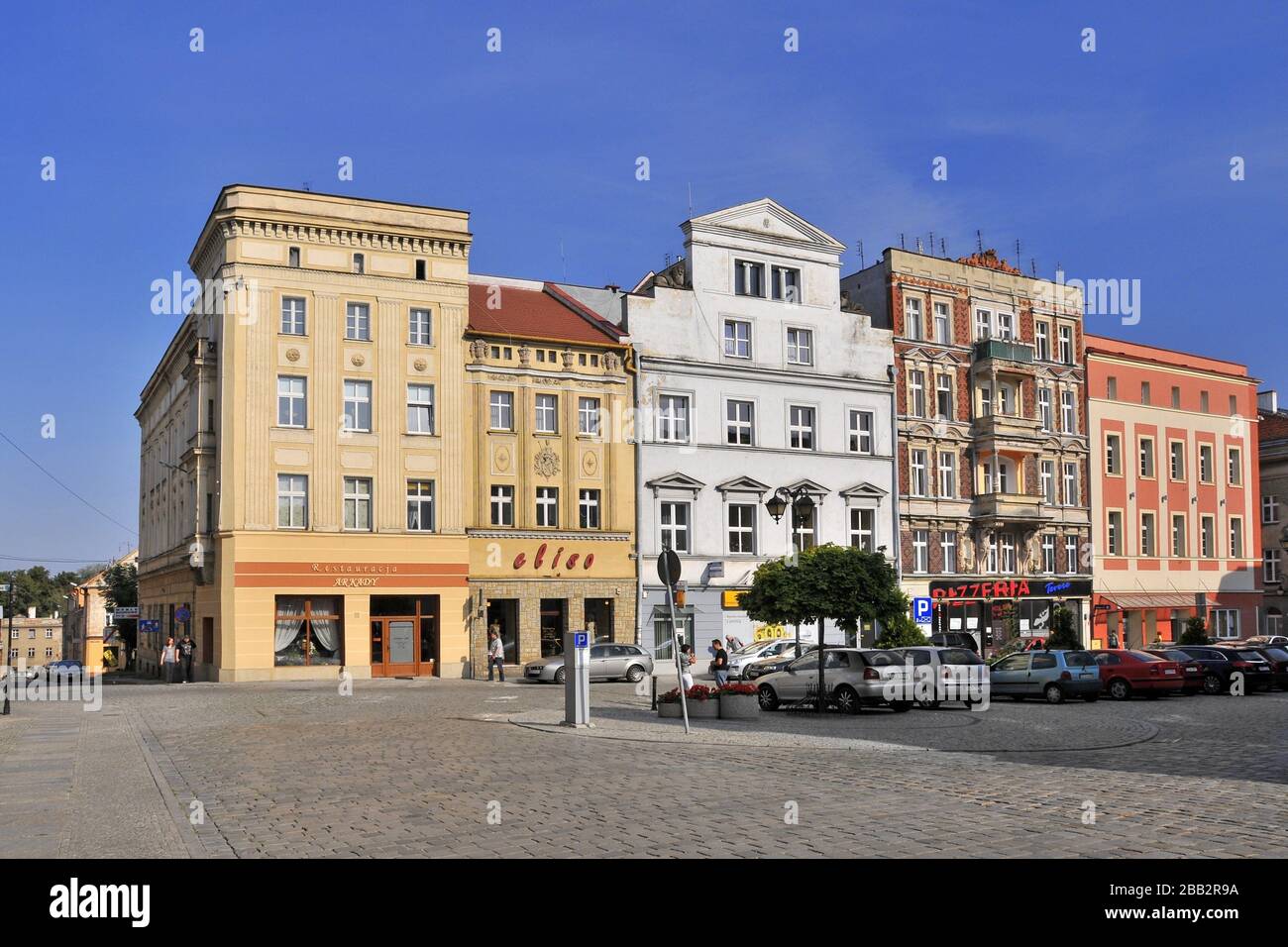 Maisons de logement à Zabkowice Slaskie, Basse-Silésie Voivodeship, Pologne. Banque D'Images