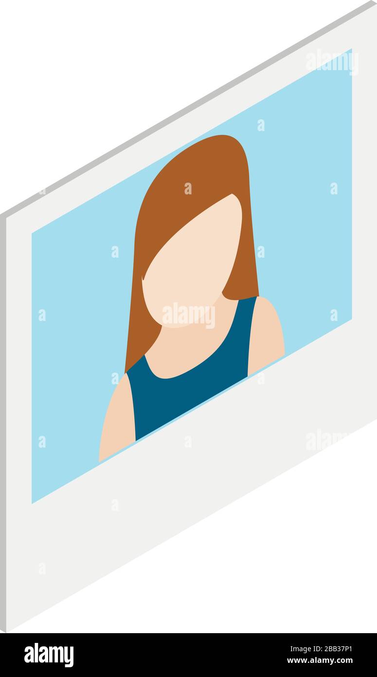 Icône photo féminine, style isométrique Illustration de Vecteur