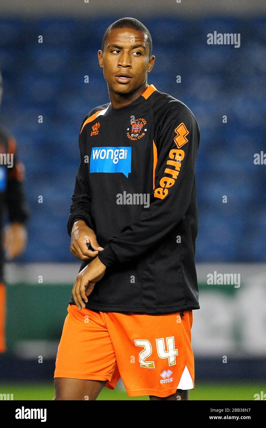 Marvin Zeegelaar de Blackpool lors de l'échauffement Banque D'Images