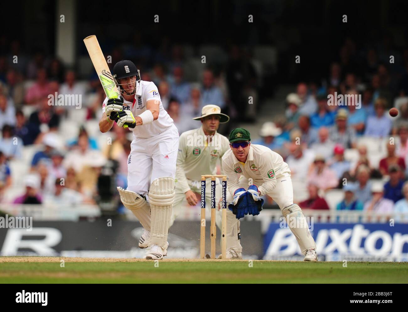 Kevin Pietersen en Angleterre en action au cours du troisième jour du cinquième match test Investec Ashes au Kia Oval, Londres. Banque D'Images