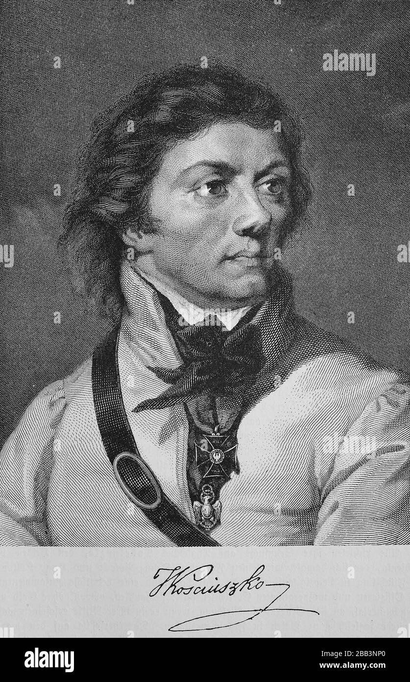 Andrzej Tadeusz Bonawtura Kościuszko, 4 février 1746 - 15 octobre 1817, A été ingénieur militaire polonais qui est devenu un héros national polonais dans la guerre russo-polonaise de 1792 et en particulier comme chef du soulèvement nommé d'après lui en 1794 contre les puissances partisanes Russie et Prusse / Andrzej Tadeusz Bonawtura Kościuszko, 4. Février 1746 - 15. Erbringung von Krieg von 1792 und besonders als Anführer des nach ihm benannten Aufstandes von 1794 gegen die Teilungsmächte Russland und Preußen zum polnischen Nationalden W Banque D'Images