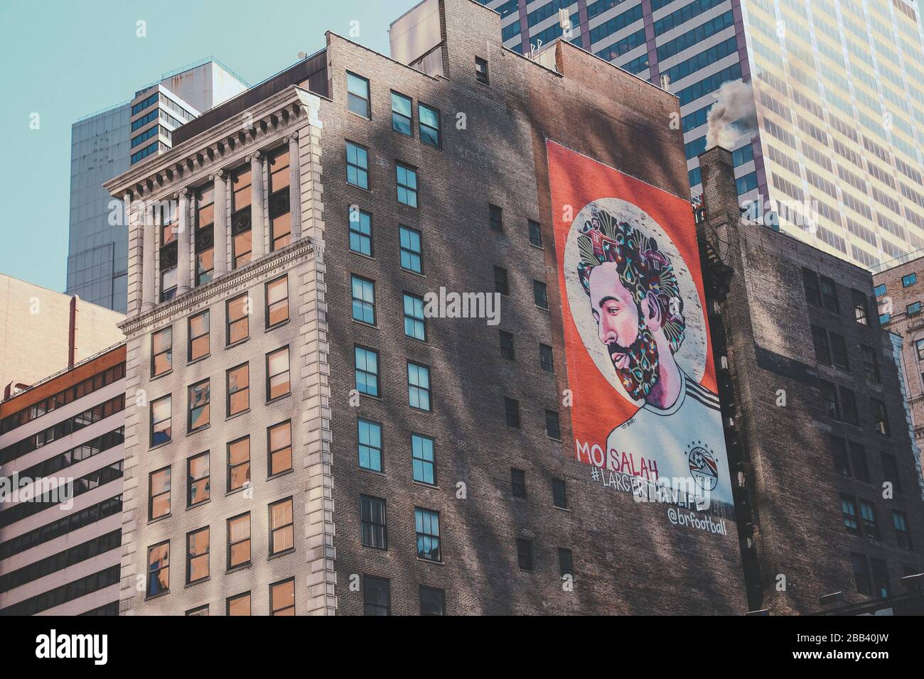 Fresque du footballeur de Liverpool Mohamed Salah, à New York Banque D'Images