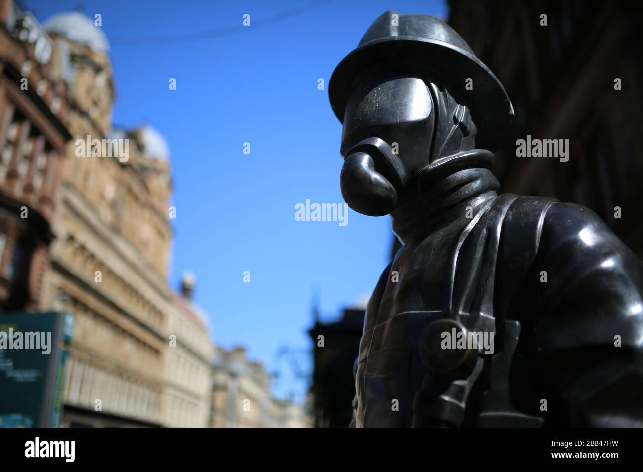 Statue du citoyen pompier à Glasgow, en Écosse Banque D'Images