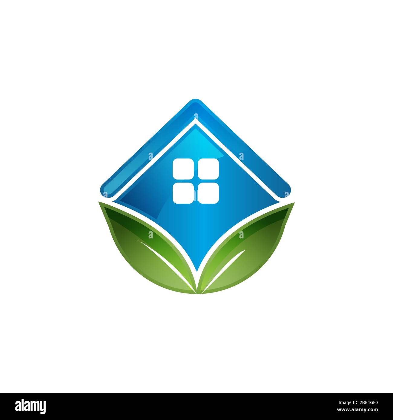 toit et feuilles le symbole vert bâtiment logo illustrations vectorielles Illustration de Vecteur
