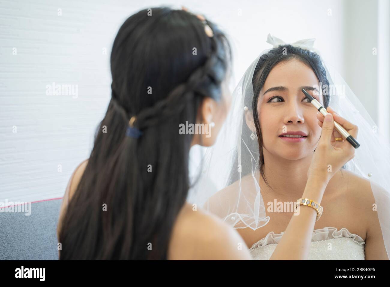Salon de beauté pour la mariée asiatique. Banque D'Images