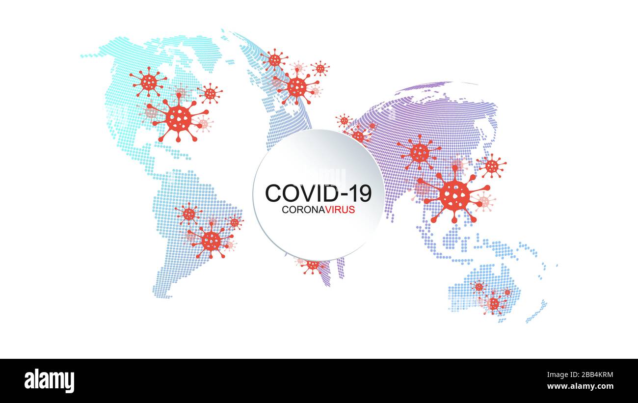 Carte de la propagation du coronavirus de la pandémie, MERS-Cov, COVID-19, Novel coronavirus, 2019-nCoV. Risque biologique d'épidémie mondiale. Vecteur Illustration de Vecteur
