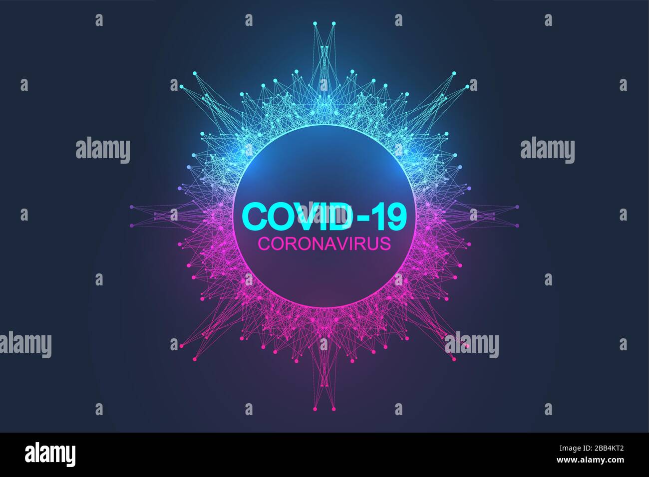 Modèle de bannière coronavirus 2019-nCoV. Icône du virus Corona. Chine infection respiratoire pathogène, soins médicaux, concept de microbiologie. Pandémie Illustration de Vecteur